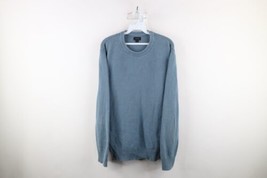 J Crew Mens Medium Faded Blank Thermal Waffle Knit Crewneck Sweater Blue Cotton - £35.16 GBP
