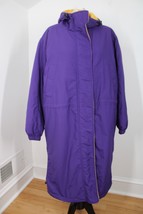 Vtg 90s Lands End M Purple Polartec Fleece Line Mid-Length Parka Coat - £89.55 GBP
