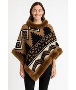 Tribal Luxe Faux Fur Trim Poncho - $51.75