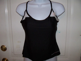 Tommy Hilfiger Black Athletic Shirt with Built in Shelf Bra Size L Women... - $17.52