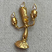Disney Signed, Lumiere Candlestick, Beauty and the Beast Gold w Crystal ... - $924.23 MXN