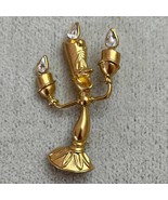 Disney Signed, Lumiere Candlestick, Beauty and the Beast Gold w Crystal ... - $70.16 CAD