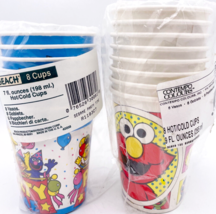 Vintage Elmo Sesame Street Cups Hot Cold Lot 16 Jim Henson Party 1990s 2 Sets 8 - $10.24