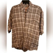 Woolrich orginal outdoor wear men&#39;s large stripe green short sleeve shirt - $13.15