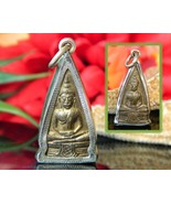 Buddha Pendant Sitting Dhyana Mudra Reversible Buddhist Brass Silver - £21.49 GBP