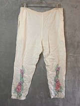 Vintage Womens Cotton Embroidered Boho Beach lounge Pants Floral *READ* - £18.34 GBP