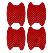 4x Red Carbon Fiber Car Door Handle Anti-Scratch Protector Film Stickers - £3.86 GBP