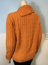 Liz Claiborne Sport Orange Cable Knit Long Sleeve Cowl Neck Sweater Sz L - $12.34