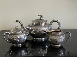 Fabulous Antique Chinese Export Silver Goldfish Tea Set 970 Grams - £5,168.81 GBP