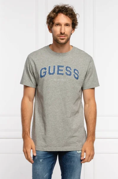 GUESS Mens Eco College Applique Logo Graphic T-Shirt Marble Heather Grey... - $24.99