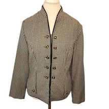 Vintage 90s Black Houndstooth Double Breasted Blazer Classic Unstructure... - £26.05 GBP