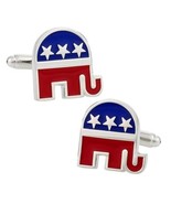 REPUBLICAN PARTY CUFFLINKS Elephant GOP Mascot Red Blue NEW w GIFT BAG P... - €11,19 EUR