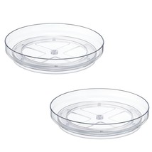 2 Pack, 9 Inch Clear Non-Skid Lazy Susan Organizers - Turntable Rack For Kitchen - £22.72 GBP