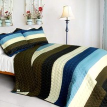 [Romantic Town] 3PC Vermicelli-Quilted Patchwork Quilt Set (Full/Queen S... - £74.45 GBP