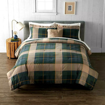 KING 4pc Cuddl Duds Home Forest Green PLAID Heavy Flannel Comforter Set - £200.45 GBP