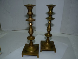 Pair of Antique Eastern Europe Bronze (NOT Brass!) Candlesticks, H 9&quot; - £54.27 GBP
