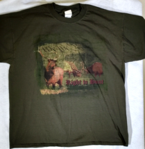 American Tradition Men&#39;s Tshirt Sz XL Right to Hunt Deer Buck Moss Green - £7.46 GBP