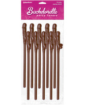 Bachelorette Party Favors Pecker Straws - Brown Pack Of 10 - £5.90 GBP