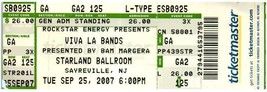 Bam Margera Viva La Bands Ticket Stub September 25 2007 Sayreville New Jersey - £27.65 GBP