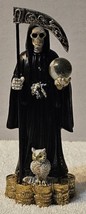 Grim Reaper Santa Muerte Owl Money Coin Ball Scythe Fantasy Figurine Statue #4 - £11.73 GBP