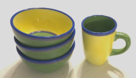 Dansk Caribe Aruba Yellow Green Cereal Soup Retired Bowl Mug Ceramic Lot... - £31.48 GBP