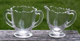 Vintage Clear Glass 4-oz Creamer and Open Sugar  - £5.50 GBP