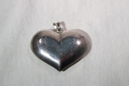 Vintage Huge Sterling Silver Heart Necklace Pendant K1214 - £43.89 GBP