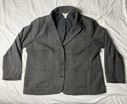 LL Bean Wool Blend Sports Coat Women’s 2X Gray Chevron Blazer 3 Button - $40.00