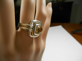Tiffany &Co Sugarloaf Citrine Ring 18K 750 Yellow Gold & Sterling Silver Sz 3.75 - $589.05