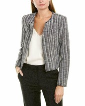 NWT THEORY 6 Ualana Cailen tweed jacket blazer coat career stripe $395 black  - £98.58 GBP