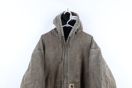 Vintage Y2K 2001 Carhartt Mens 3XL Thrashed Quilt Lined Hooded Jacket Brown - £124.52 GBP