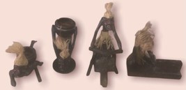 Indonesia Hand Carved Wooden Figures, Ashtrays, &amp; Pencil Holder Vintage ... - $90.52