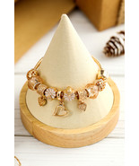 Gold Flower Heart Charm Plated Alloy Bracelet - $5.78