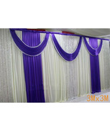 Popular new 3Mx3M Three Fold Light Purple Wedding Stage backdrop party d... - £51.17 GBP