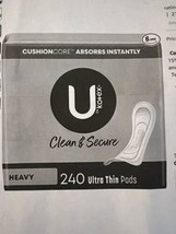 U by Kotex Clean &amp; Secure Ultra Thin Pads, Heavy Absorbency, 240 Count 6 pack/40 - £31.03 GBP
