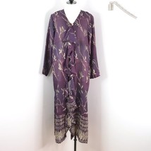 Global Illusions Women&#39;s S Ethnic Purple Floral Sheer Floor Maxi Duster ... - £16.98 GBP
