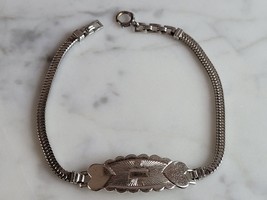 Womens Vintage Estate Sterling Silver Heart Bracelet 6.8g E7067 - £31.40 GBP