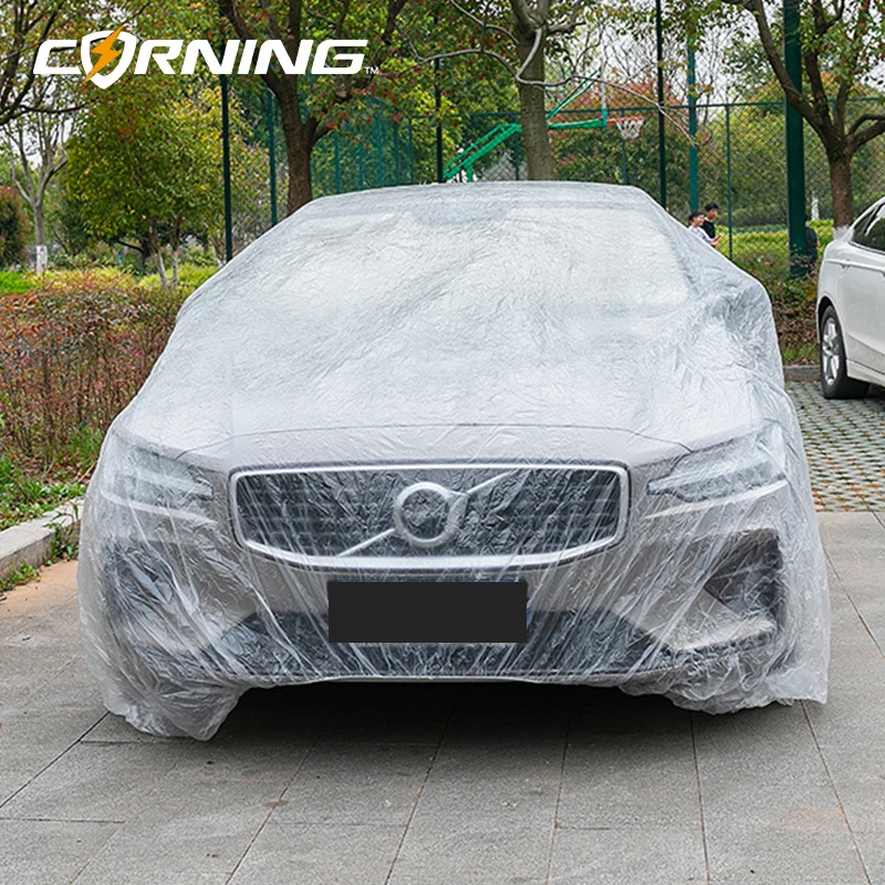 Exterior Waterproof Car Cover disposable plastic car coat dustproof universal PE - £13.26 GBP+