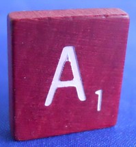 Scrabble Tiles Replacement Letter A Maroon Burgundy Wooden Craft Game Part Piece - $3.22