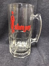 Vintage Advertisement Slim Jim Heavy Glass, Beer Mug, Large 8&quot; Tall  32oz - £7.91 GBP