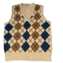 Vtg Piccadilly Lambswool Sweater Men Small short Vest Grandpa Preppy Hon... - £11.48 GBP