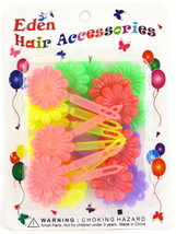 EDEN GIRLS SELF HINGE FLOWER HAIR BARRETTES - PASTEL COLORS - 18 PCS. (5... - £6.40 GBP