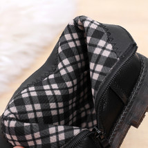 New Autumn Solid  Genuine Leather Black Black Boots Women Low Heel Slip-On Round - £77.88 GBP