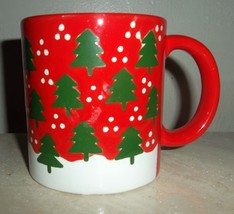 1982 Lillian Vernon Christmas Tree&#39;s Collectible Red Color Ceramic Novelty Coffe - £23.58 GBP