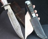 MYSTERY Vintage Hunting Knife sheath Skinner Bowie Hunter Rare SERRATED ... - £118.50 GBP