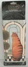 Wallpaper Border Whimsical Country Cats with Green Topiaries with Blue Trim - $7.99