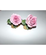 Pair of two ANDREA BY SADEK PINK PORCELAIN ROSE FIGURINE SIGNED 1988 - $234.18 MXN