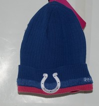 Reebok Indianapolis Colts Blue Pink Breast Cancer Awareness Cuffed Knit Hat - £10.26 GBP