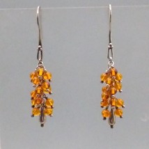 Vintage Sterling Silver Drop Earrings with Amber ChaCha Beads - £47.95 GBP