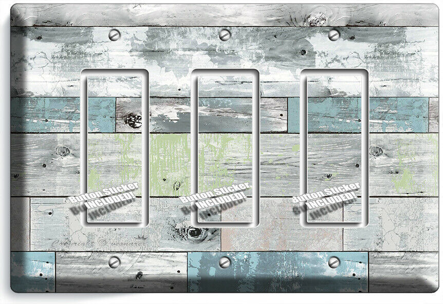 RUSTIC BEACHWOOD RECLAIMED WOOD 3 GFCI LIGHT SWITCH PLATE BEDROOM ROOM ART DECOR